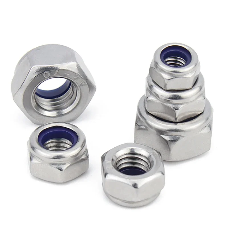 4 # 6 # 8 # 10 # Nakrętka samokontrująca z nylonowym wkładem, sześciokątna, anglo-amerykańska, ze stali nierdzewnej 316/304, rozmiary: 1/4, 5/16, 3/8, 1/2.