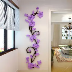 Rose Flower Wall Stickers DIY Vase Flower Self-Adhesive Wallpaper Tree Crystal Arcylic 3D Wall Sticker Home Bedroom Decoration