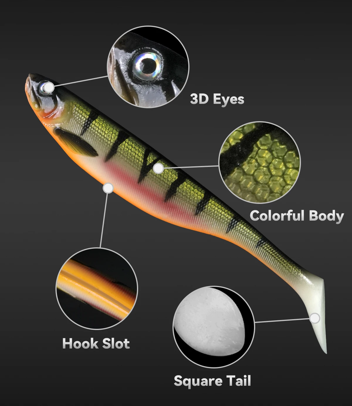1 Stück 19cm 34g 23cm 56g Weicher Angelköder Swimbait Fischköder Hochwertig Detaillierter Softbait Herstellerprodukt Bedruckter Weicher Angelköder – Detail 2