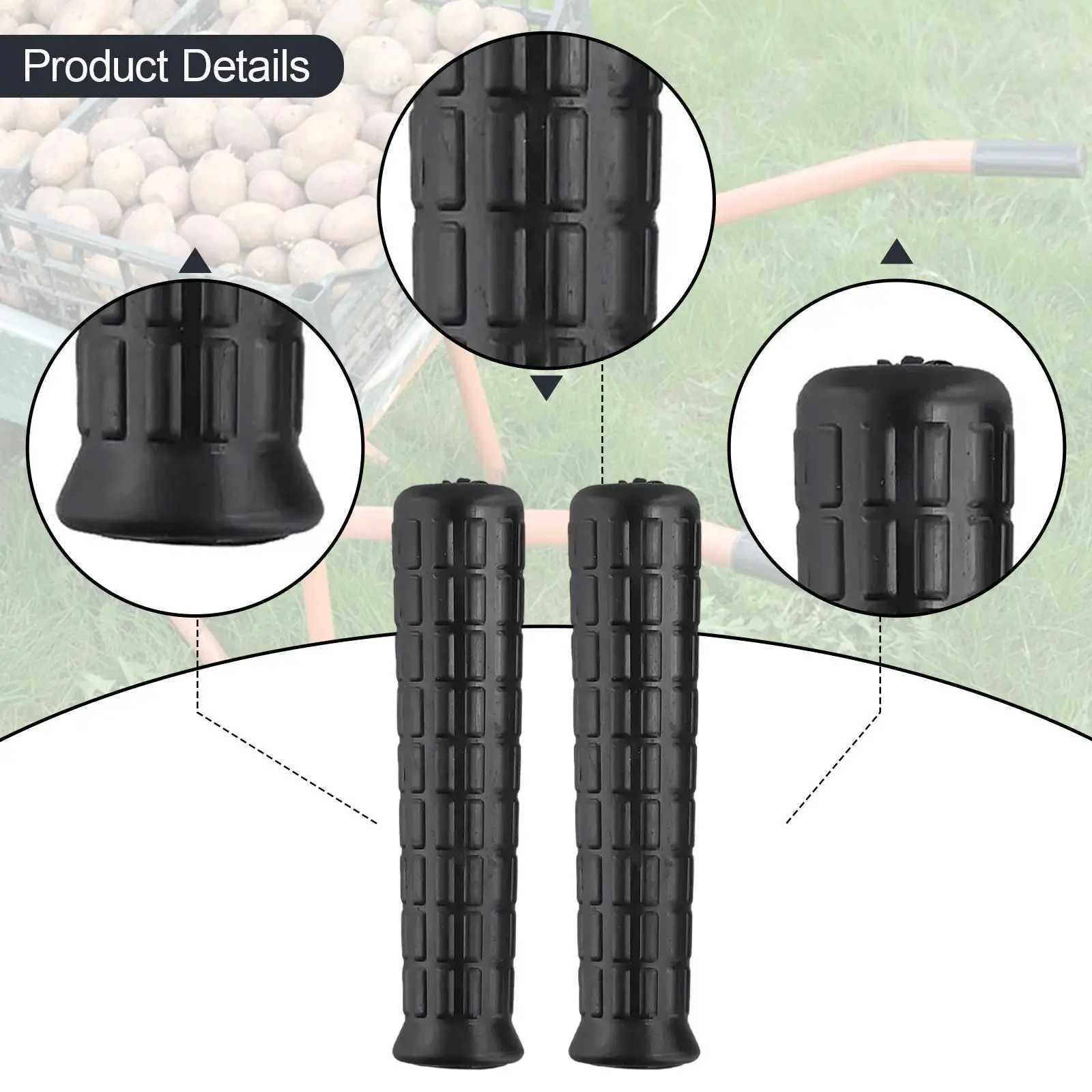 PVC Wheelbarrow Handle Sleeves Anti Slip Textured Grips Weatherproof Durable Parts for Garden Carts Tractors Mowers