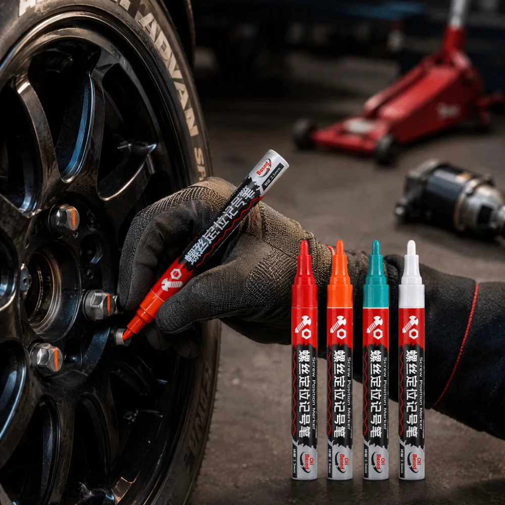 Fast Drying Paint Marker Pen Quick Dry Fade Resistant Oil Based Marker Screw Alignment Tool Not Easy to Fade Permanent Marker