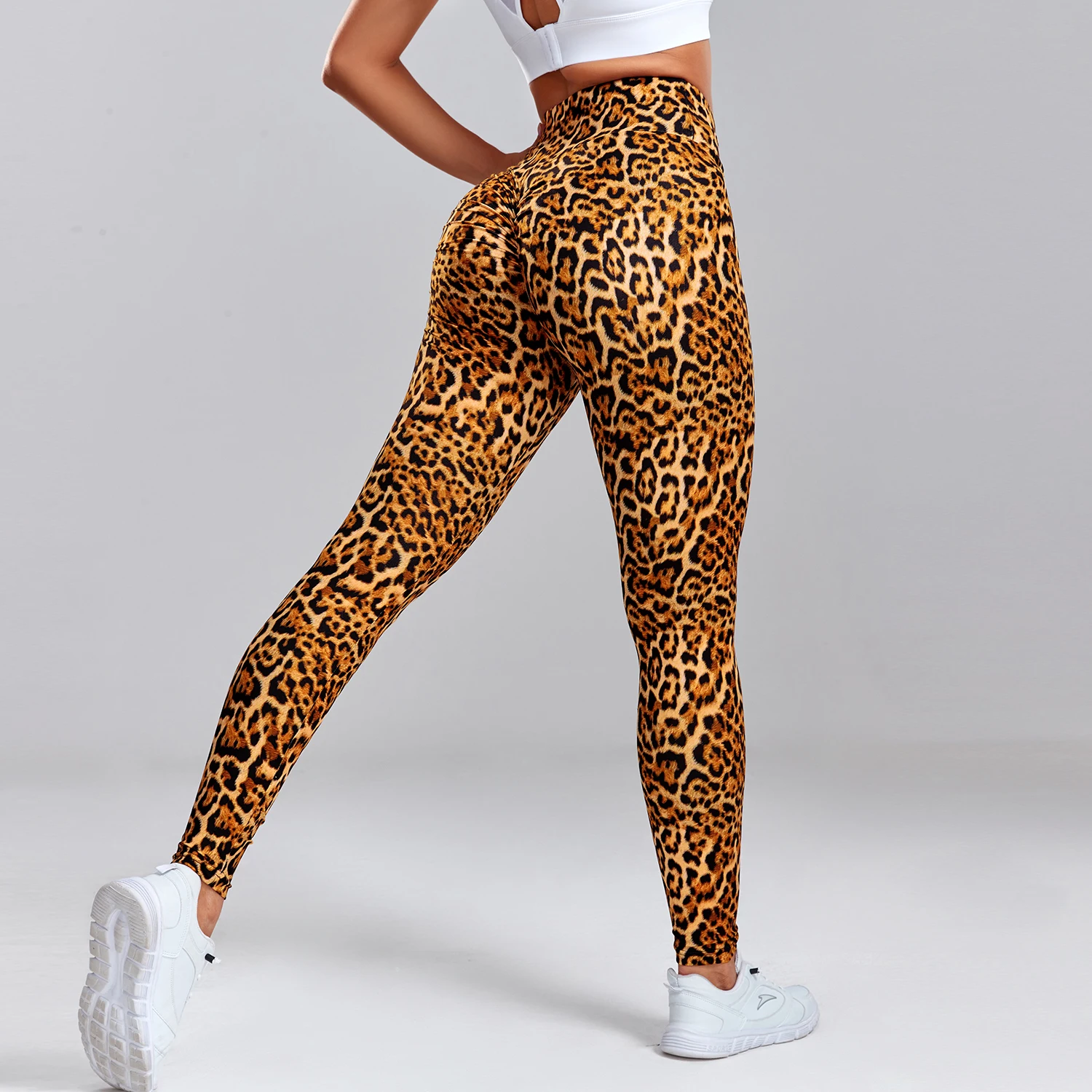 Wzór w cętki legginsy Fitness kobiety z wysokim stanem Sexy spodnie do jogi Scrunch tyłek Leggins siłownia Jogging oddychające ubrania damskie