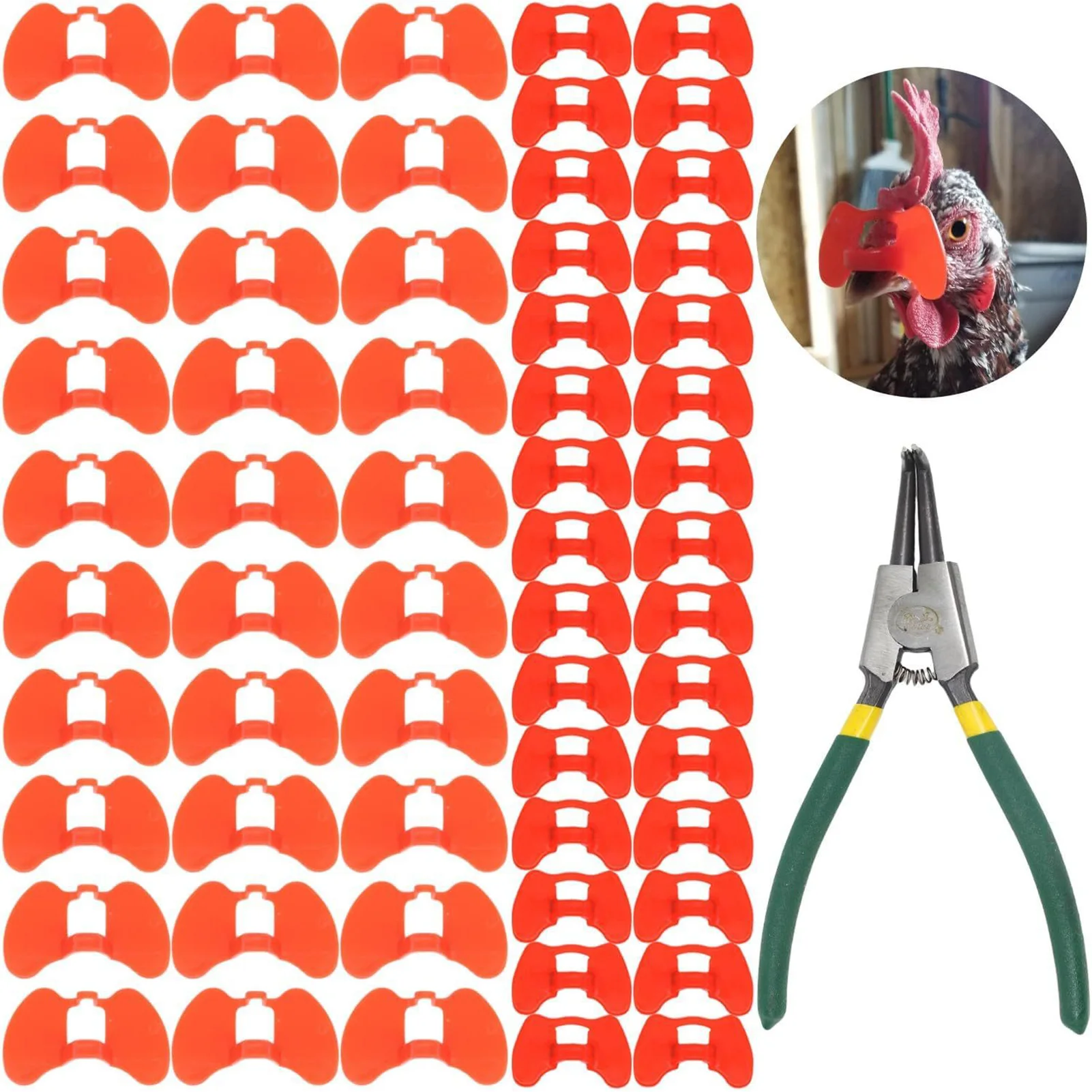 60pcs Pinless Peepers for Chickens with Pliers Anti-Pecking Goggles Chicken Blinders Chicken Glasses Pheasant Poultry Blinders