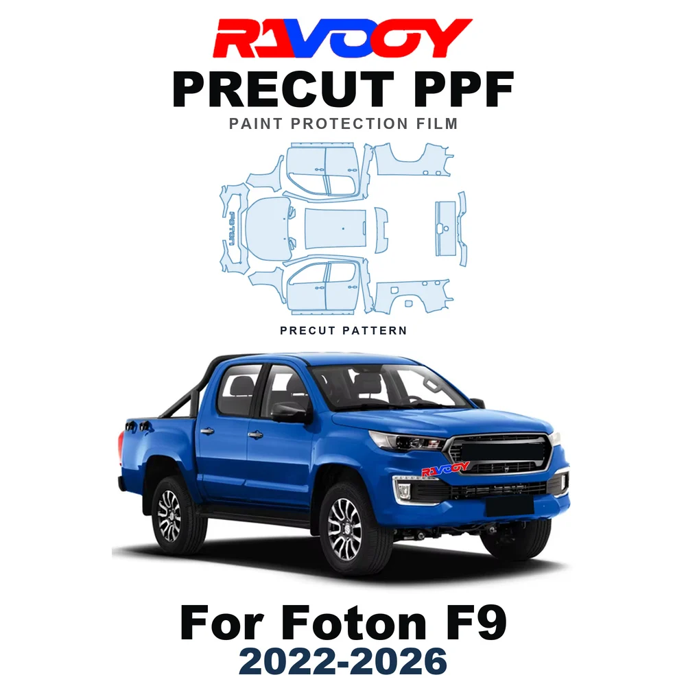 Precut PPF For Foton F9 2022-2026 8.5mil TPU Paint Protection Film Hood Bonnet Bumper Self-Healing Clear Kit Fenders Roof Door