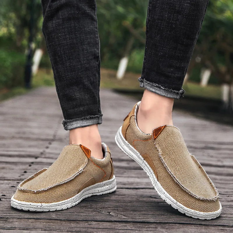 2025 Breathable Sneakers Men Canvas Shoes Slip On Loafers Men Comfty Casual Shoes Lightweight Flats Men Walking