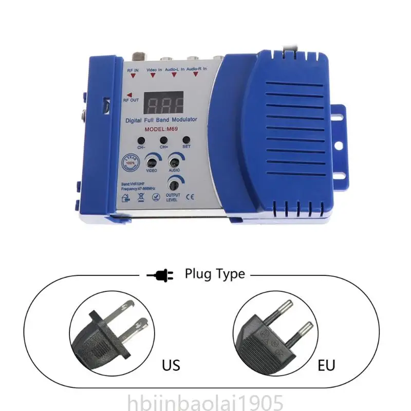 E74E High Performance Auto RF Modulator Compact RF Modulator Video Converter UHF Amplifier AC230V Durable