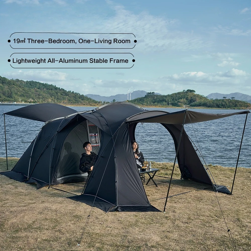 Holiday Starry Sky Large Tent Portable Folding Camping Tunnel Tent 4-8 Persons Family Outdoor Picnic Tent BBQ