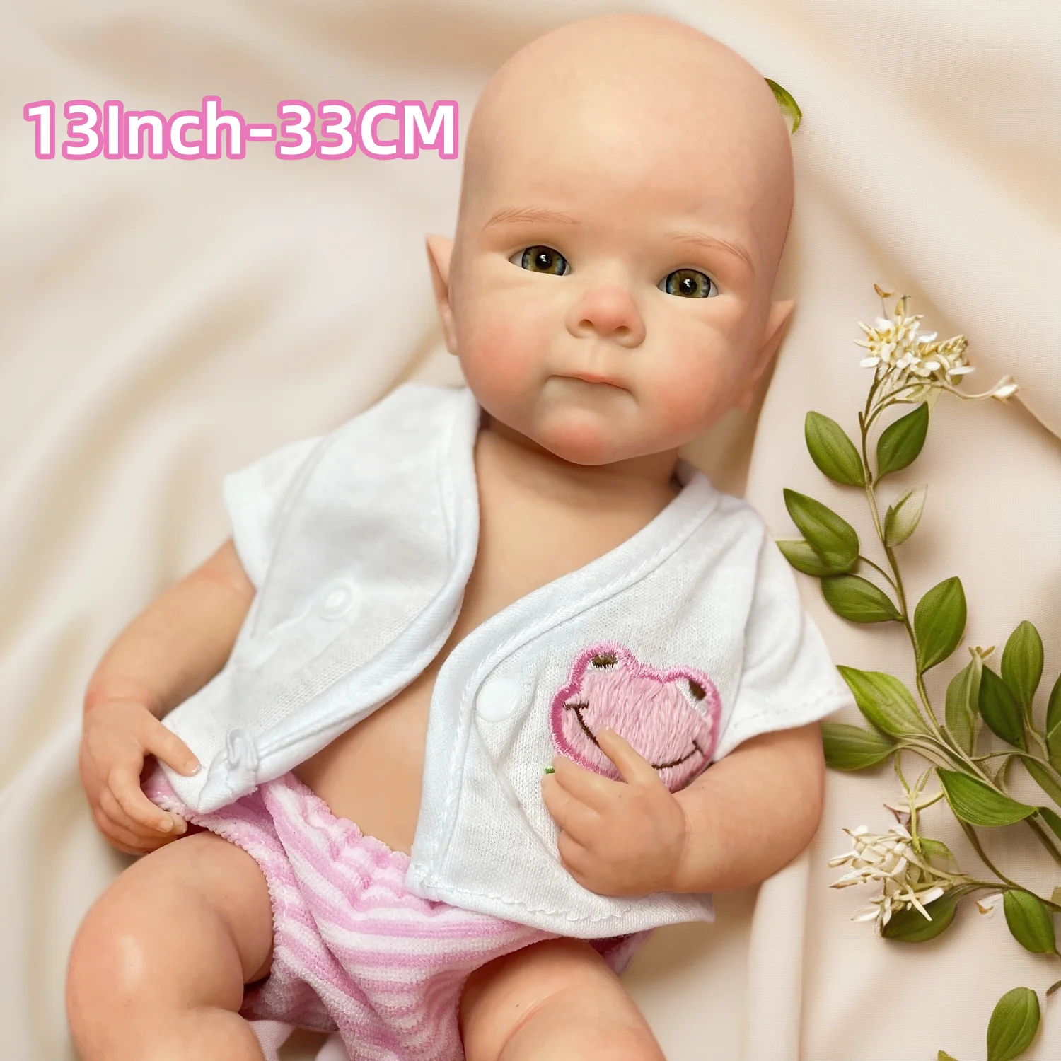 Can Open Mouth 13Inch Bettie Silicone Reborn Girl Doll With Painted Bald Handmade Waterproof Bebe Reborn Doll For Children's Toy