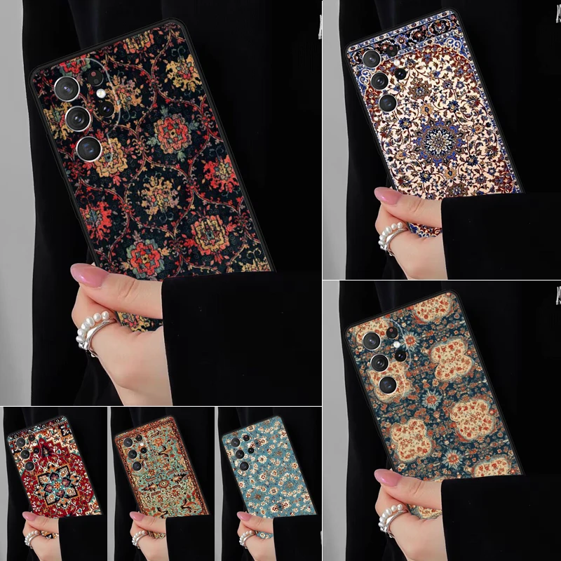 

Чехол для телефона с цветочным принтом в персидском стиле для Samsung Galaxy S25 S24FE S23 S22 S21FE S20 S10 Plus Ultra Note20 10Pro Cover