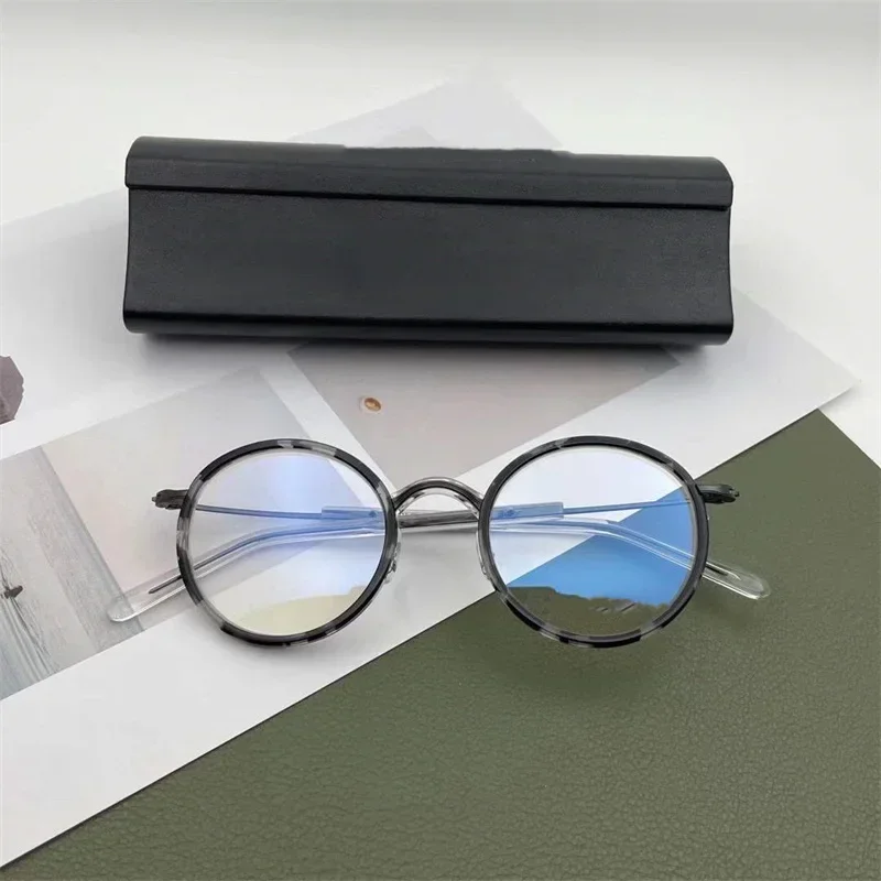 

Japanese Brand Retro Round Titanium Handmade Eyeglasses Round Myopia Prescription Ultr-light Glasses Frame Men Anti-Blue Eyewear