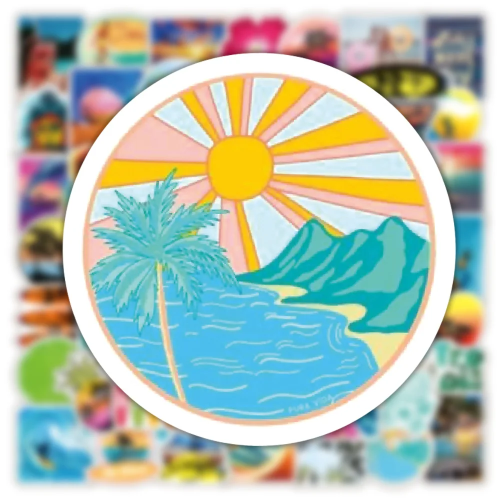 10/30/50/100PCS Hawaii Summer Surfing Stickers Tropical Beach Surf Decals Travel Luggage Surfboard Water Bottle Sticker Toy