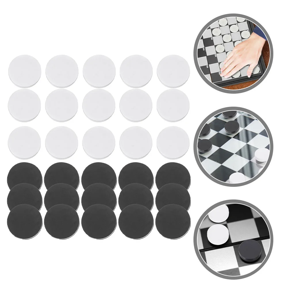 

60 Pcs Game Pieces Chess Accessories for Party Checkers Replacements Black Classic Round White