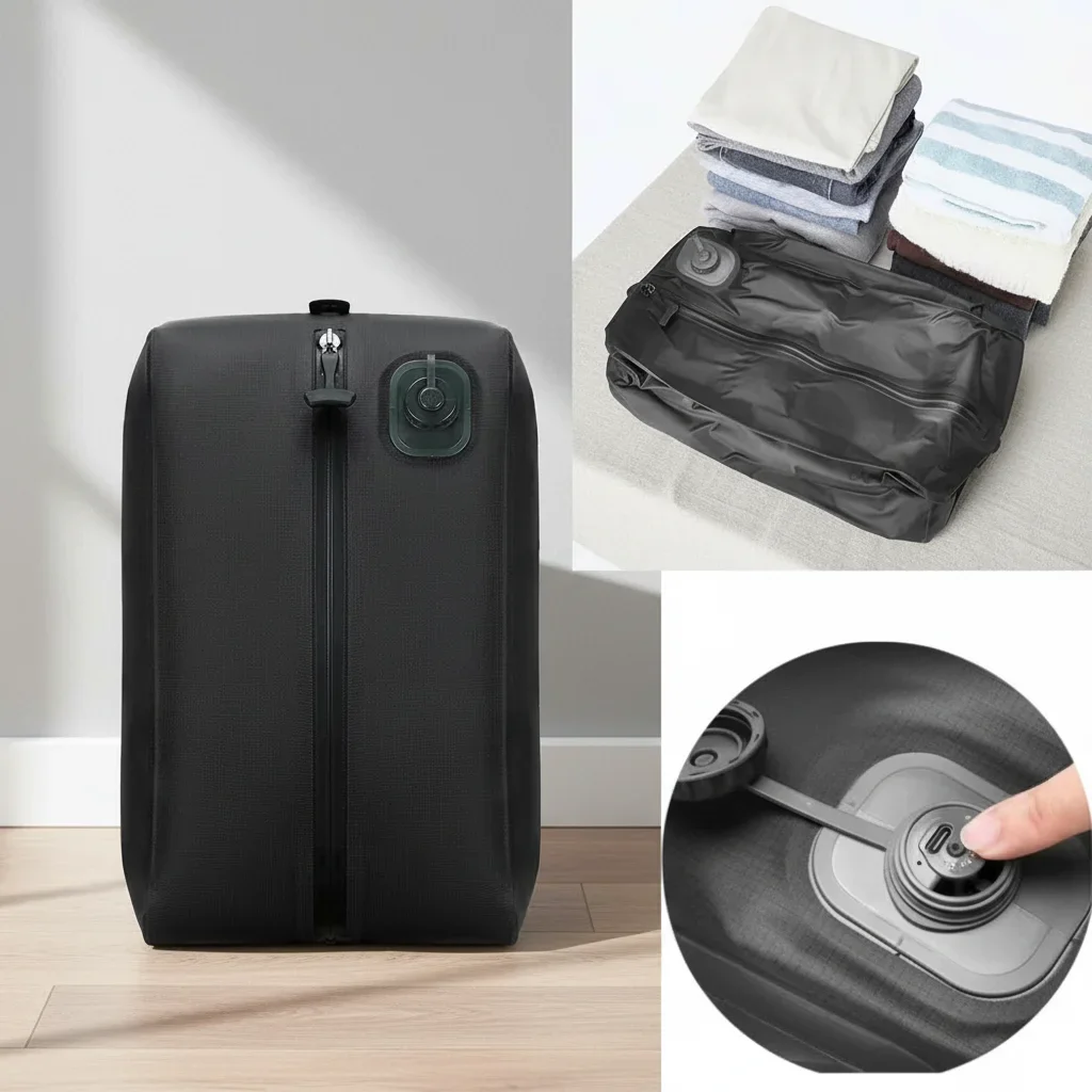 New Folding Automatic Bag Waterproof Dustproof Compression Bag Space Saver Air Pump inside Reusable Storage Bag