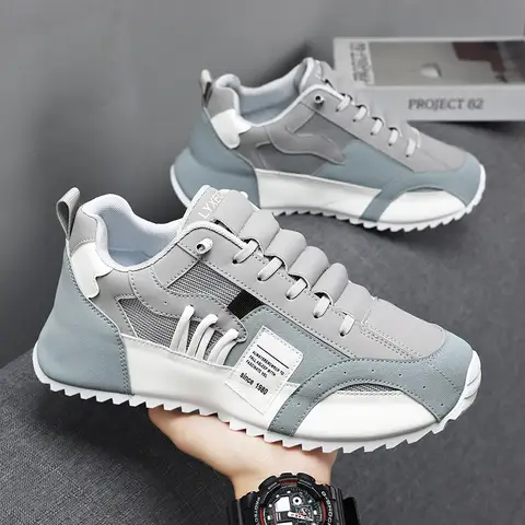 Novos sapatos masculinos de outono, respiráveis, tamanho grande, sapatos casuais esportivos, confortáveis com sola sólida.
