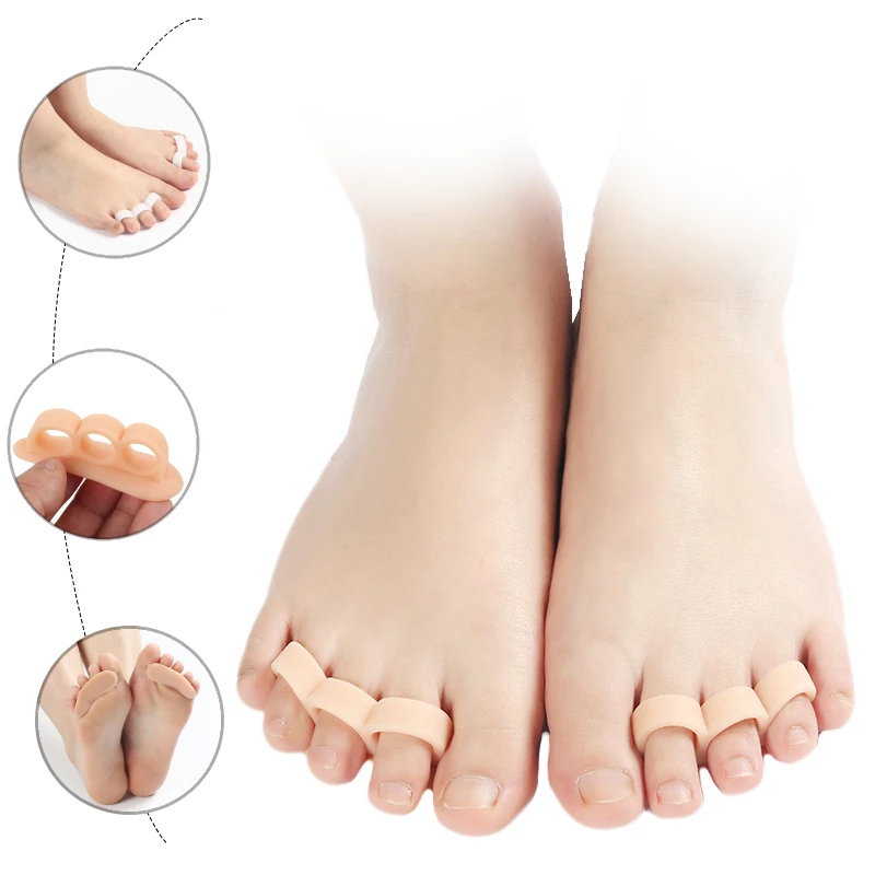 2pieces=1pair Silicone Splitter Foot Care Gel Hammer Toe Support Pads Bunion Adjuster Corrector Orthopedic Supplie Separators