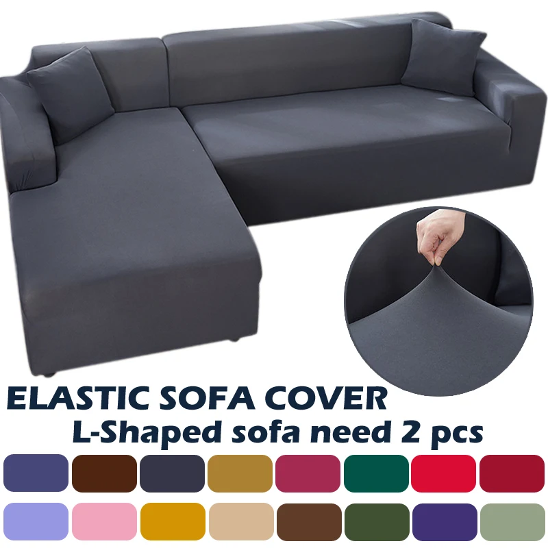 Solid Sofa Cover for Living Room Elastic 1/2/3/4 Seater Sofa Cover Protector L Shaped Corner Sofa Cover Chaise Longue