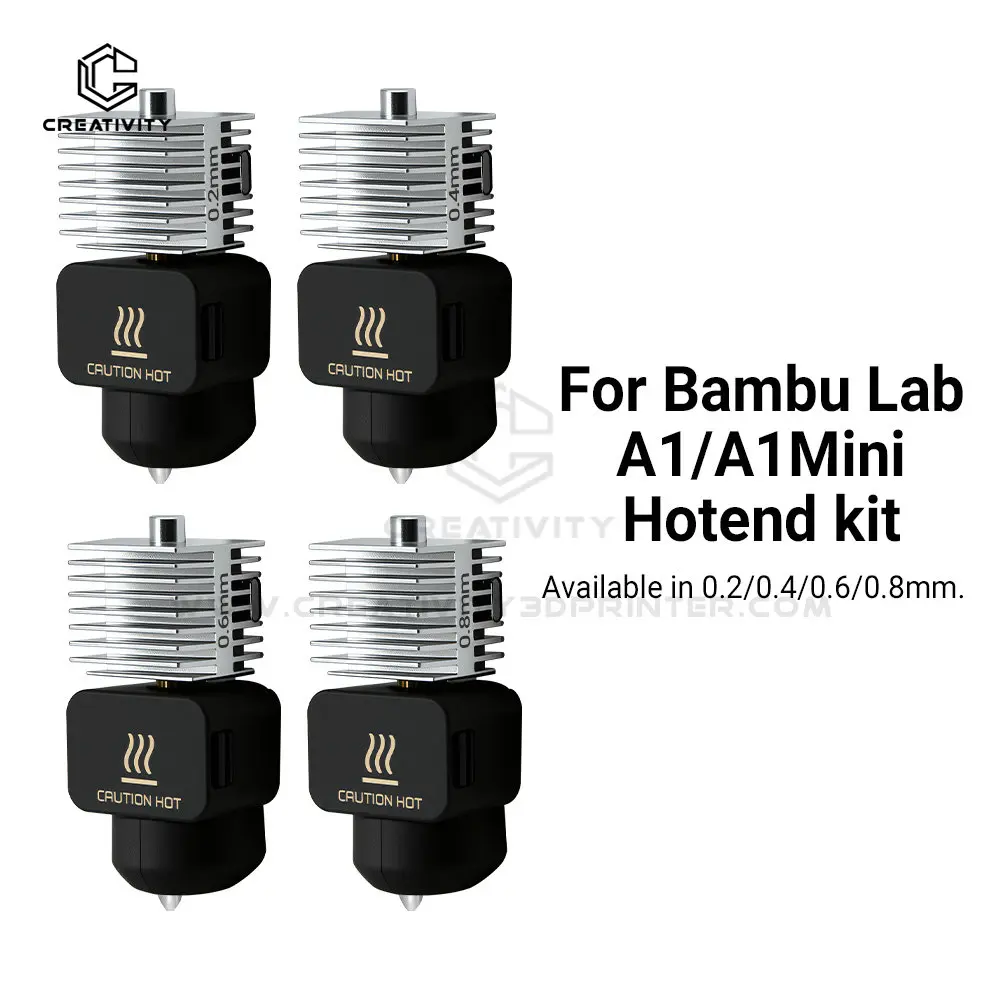 Hotend Kit For Bambu Lab A1 A1 Mini One-Pieace Stainless Steel Nozzle Hotend 0.2/0.4/0.6/0.8mm For Bambulab A1 A1Mini 3D Printer