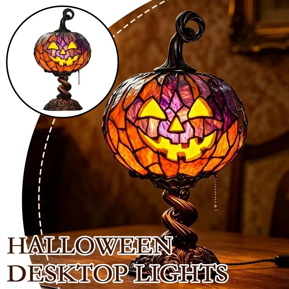Halloween-Nachtlicht, farbecht, LED-Schreibtischlampe, dekoratives Element, Halloween-Kürbis-Tischlampe für Zuhause, Schlafzimmer, Wohnzimmer. – Detail 1