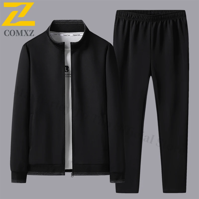 

Men's Sports Suit Casual Outdoor Solid Color Versatile Stand Up Collar Top Jacket Gray Plus Size Middle-aged Men Clothing L-5XL