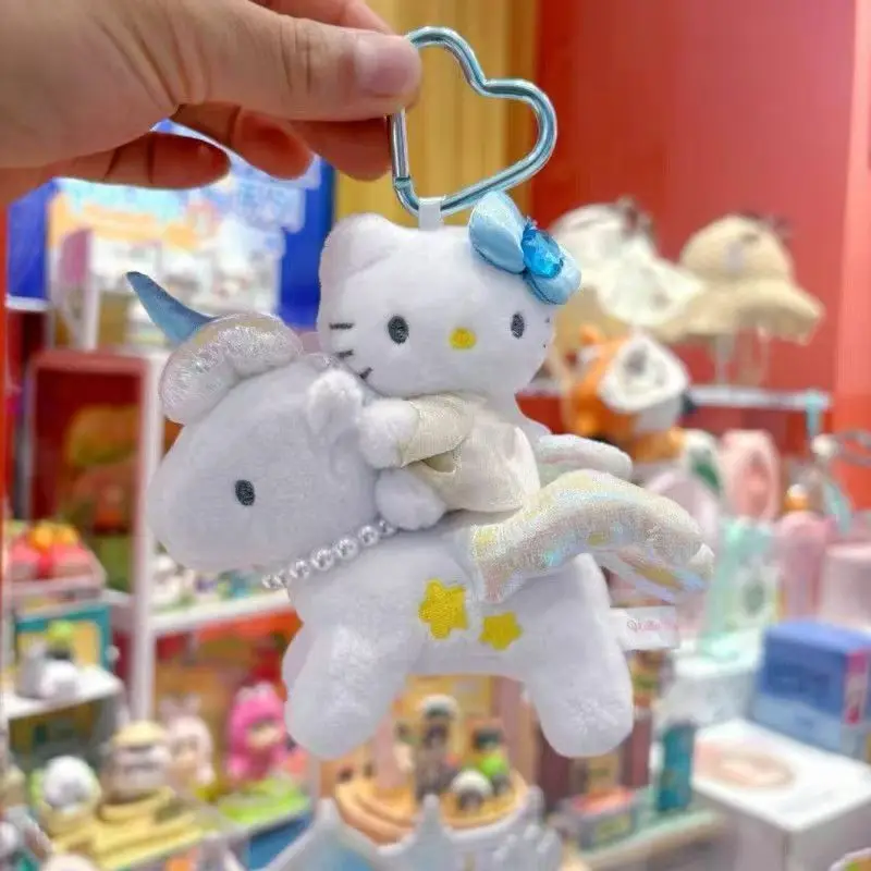 Porte-clés de dessin animé mignon Kt, poupée en peluche licorne d'équitation, décoration de sac à dos exquise, décoration suspendue exquise, cadeau de noël