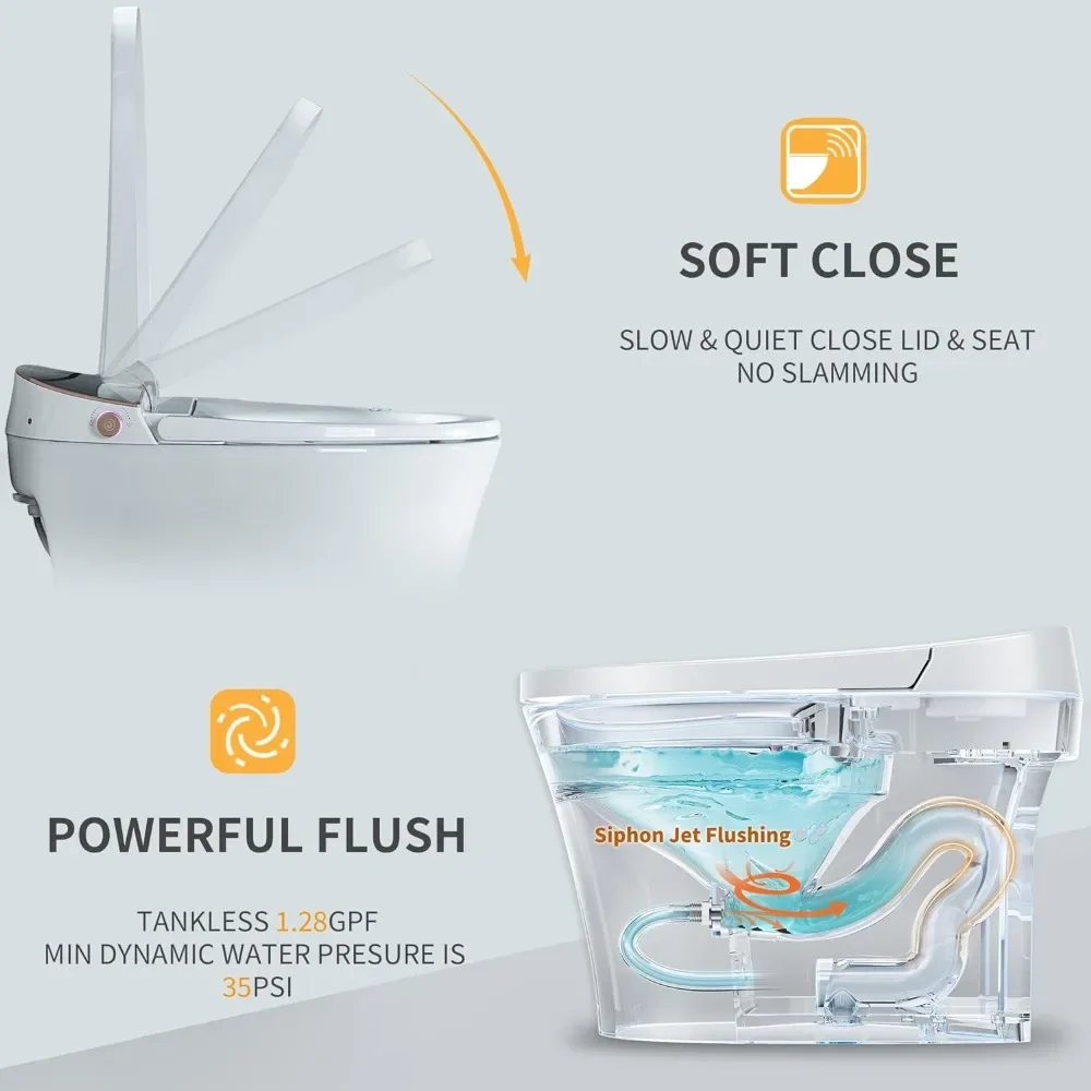 Smart Toilet with Bidet Built in, Auto Open/Close, Heated Seat, Automatic Flush Bidet Toilet, Bidet Toilet