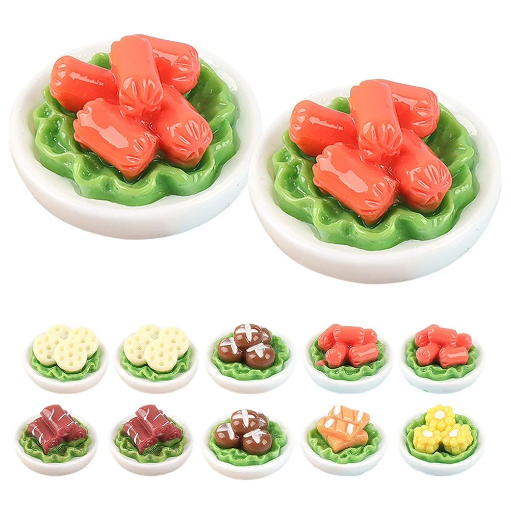 อาหารจิ๋ว 12 ชิ้น สำหรับตกแต่งบ้าน ครัวเรซิ่น อาหารปลอม ของตกแต่งจิ๋ว ผักจิ๋ว อุปกรณ์ประกอบฉากถ่ายภาพ ของตกแต่งบ้านจิ๋ว
