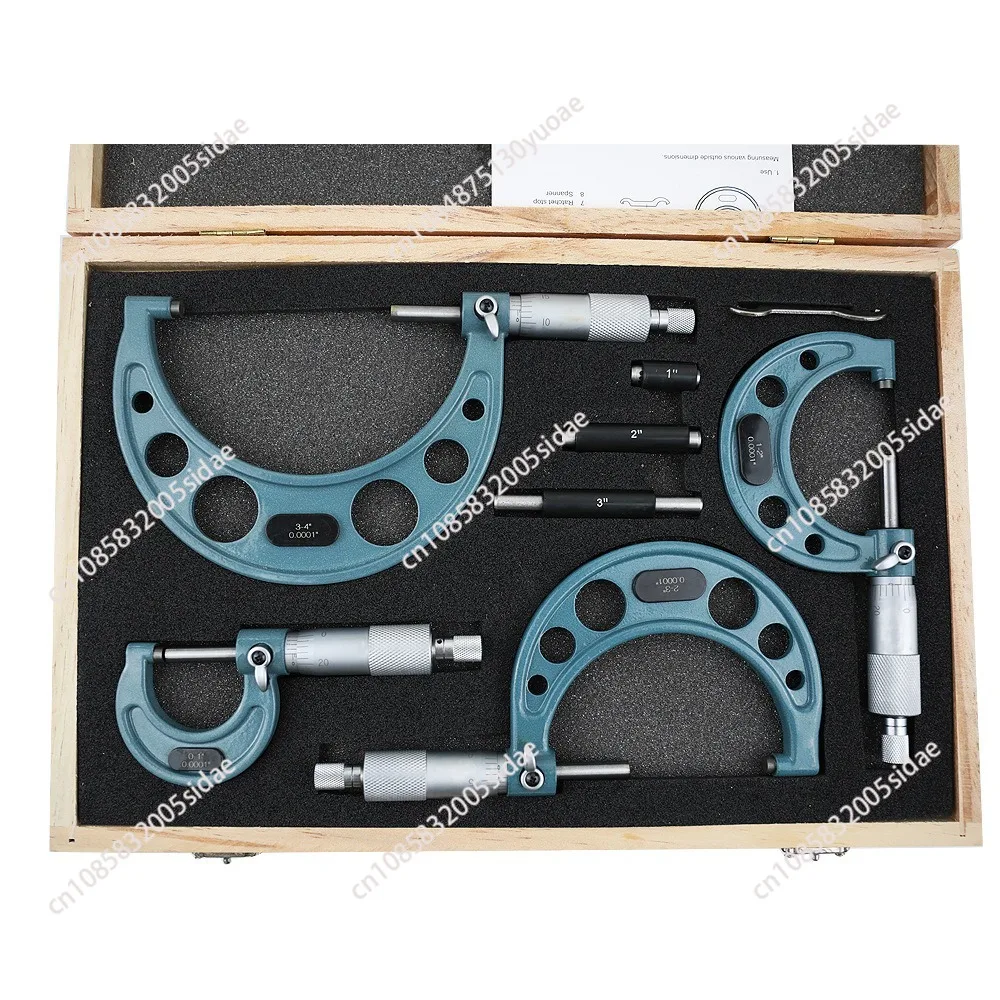 4Pcs 0-4 Inch 0.0001 Inch Outdoor Micrometer Set Precision Carbide for Precision Measurement Work