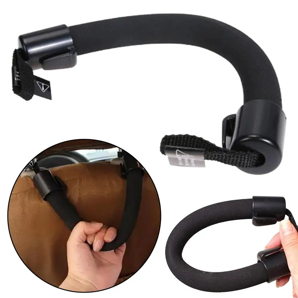 Car Seat Back Soft Armrest Headrest Hanger Armrest Seat Grab Handle Holder Hook Black Soft Anti-Fall Safety Handle Handrail ﻿