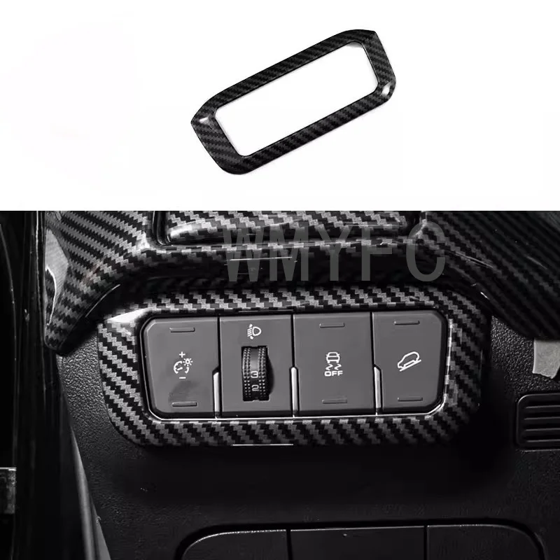 

Carbon black Car Headlamps Adjustment Switch frame Cover Trim sticker Garnish Interior For GWM Great Wall Tank 300 2022 2023