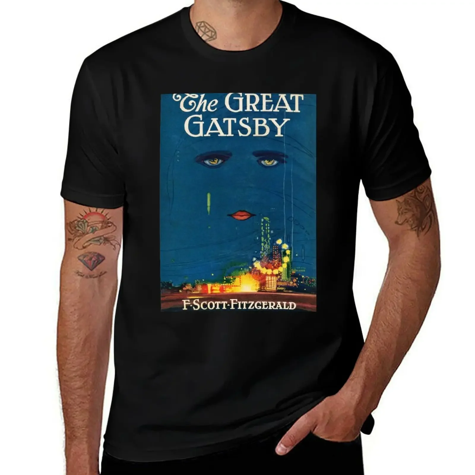 The Great Gatsby Vintage Book Cover T-Shirt rapper graphic tees man clothes Anime t-shirt anime t shirts men clothings