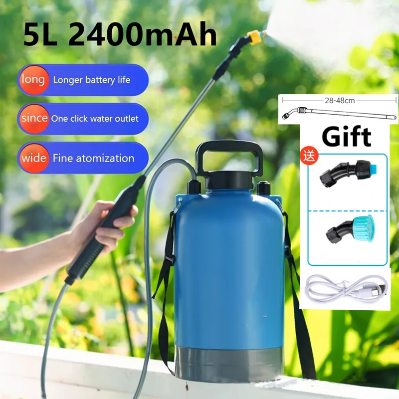 

5L 2400mAh Garden Watering Spray Gun USB Automatic Electric Sprayer Nozzle Sprinkler Plant Mister Watering Spray Irrigation