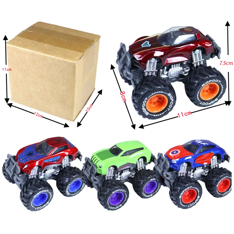 

7,5 см Monster Truck Автомобиль Железный Человек Халк Капитан Америка Человек-Паук Сплав Автомобиль Инерционный Внедорожник Автомобили Игрушка Для Мальчиков Рождественский Подарок