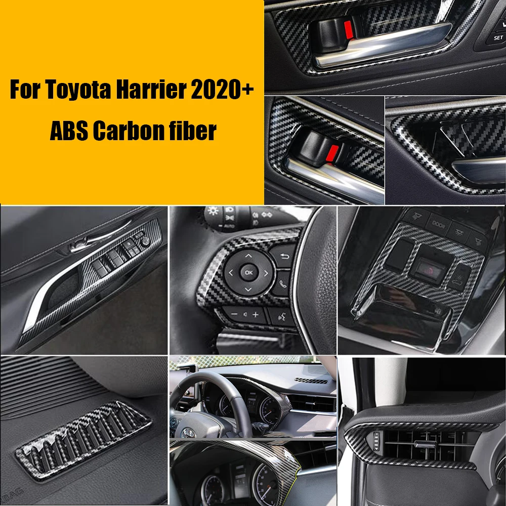 

For Toyota Harrier 2020 2021 ABS Carbon Car Dashboard Frame Glass lift Gear Shift air outlet Inner door bowl Panel Sticker Cover