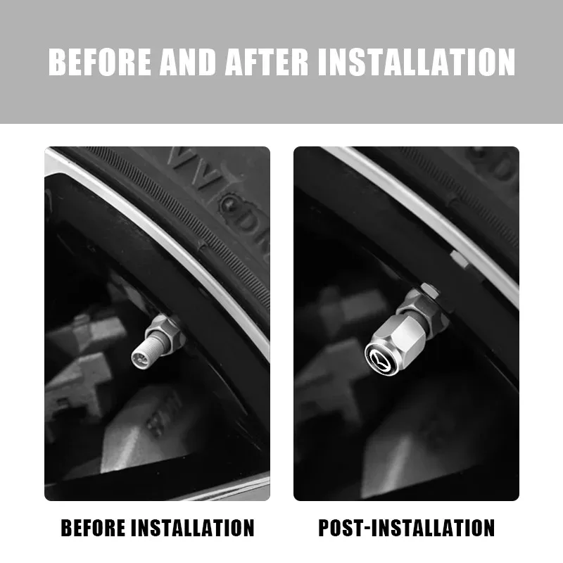4Pc/set  Metal Car Wheel Tire Valve Air Stem Cap Badge Auto Accessory For Mazda 2 ATENZA 3 BK BL 5 CR CW 6 II GH CX-7 ER MX-5 NC