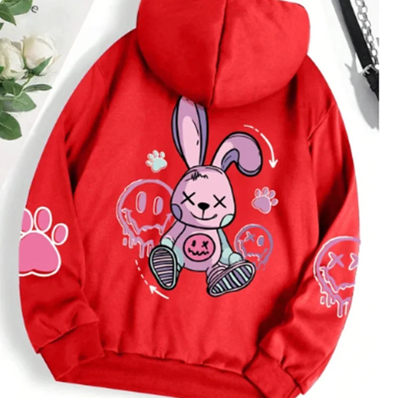 Hip Hop Street Casual Printed Hoodies Fashion Hoodie Loose Sweatshirts Autumn Warm Casual Prints Female Harajuku Fleece Hooded