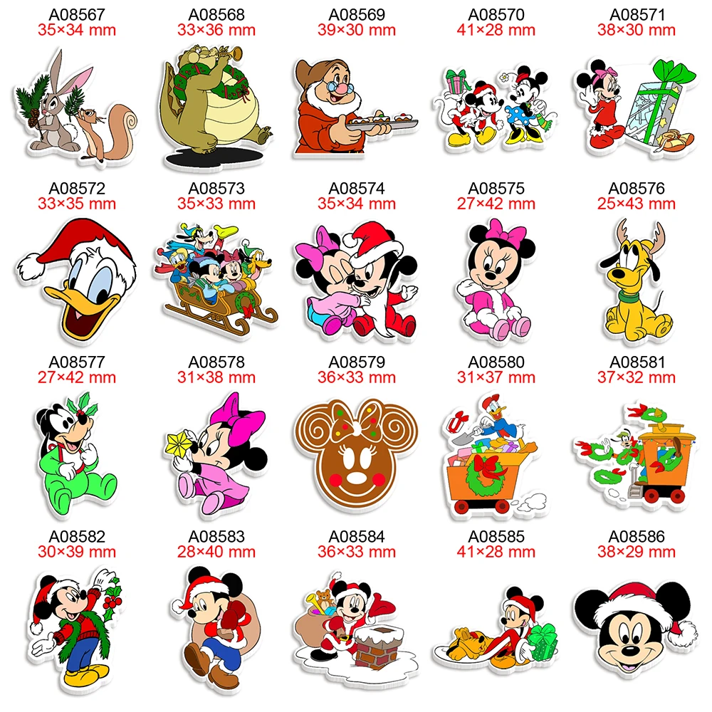 

Christmas Decoration Disney Mickey Minnie Mouse Cartoon Planar Resin Flatback Printed for DIY Hairbows Craft 30pcs