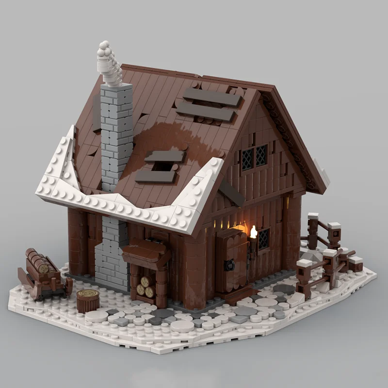 Moc بنة القرون الوسطى خشبية الكابينة بناء نموذج التكنولوجيا الطوب لتقوم بها بنفسك الجمعية وحدات قلعة القرون الوسطى لعبة البناء