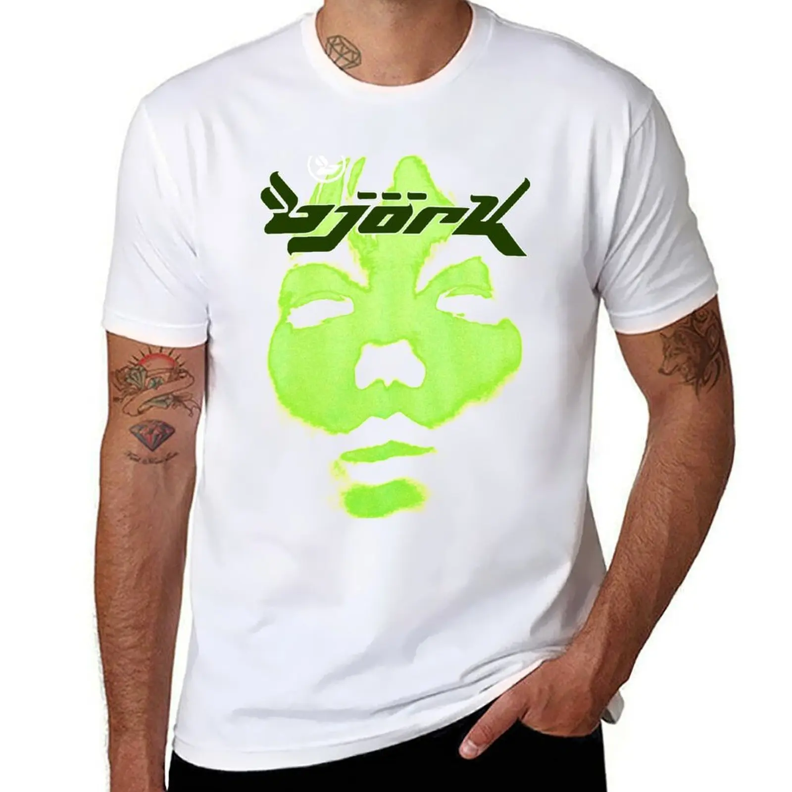 

Bjork Homogenic Vintage Face Logo (Green) T-Shirt t shirts for man cotton funny cotton t shirts high quality T-Shirt