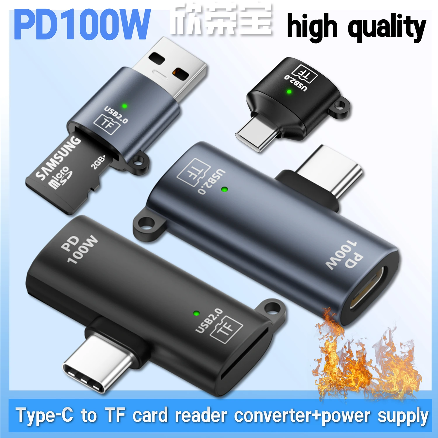 �y�Z�[�����z2in1 OTG�A�_�v�^�[ �[�d�@�\�t�� Type-C - TF�������[�J�[�h���[�_�[ 2.0 U�f�B�X�N�ǂݎ��Ή� iPhone�AHuawei�A���o�C���R���s���[�^�[�p PD100W
