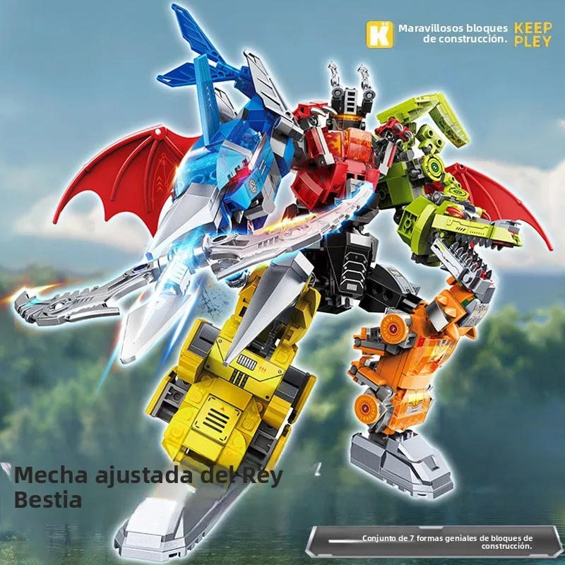 Maravilloso Rey de las Bestias Mecha 6 en : Bloques de Construcción de Animales Mamut, Rey Cocodrilo, Tiburón Diente Girator...