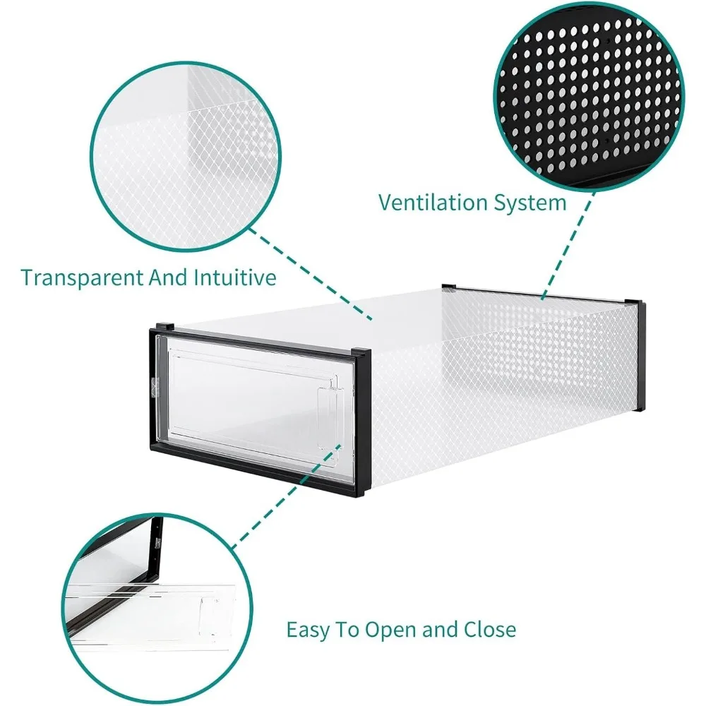 منظم تخزين الأحذية الشفاف القابل للتكديس، مجموعة مكونة من 12 قطعة للأحذية والأحذية، صناديق أحذية بلاستيكية موفرة للمساحة #4