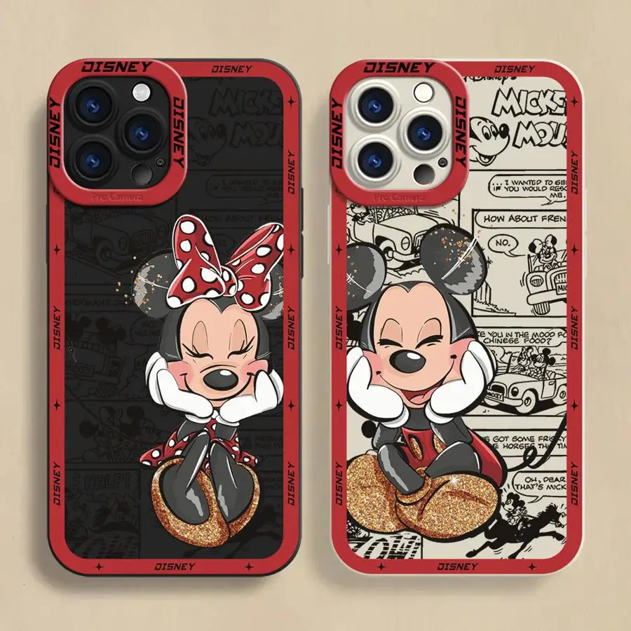 Disney Minnie Mickey Cover Phone Case for Apple iPhone 13 16 15  Pro Max 14 13 Pro 11 12 14 Plus Silicone Soft image 3