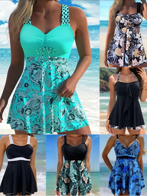 ملابس سباحة تانكيني أوروبية وأمريكية جديدة لعام 2025 مطبوعة مثيرة عالية الخصر مكونة من قطعتين للنساء