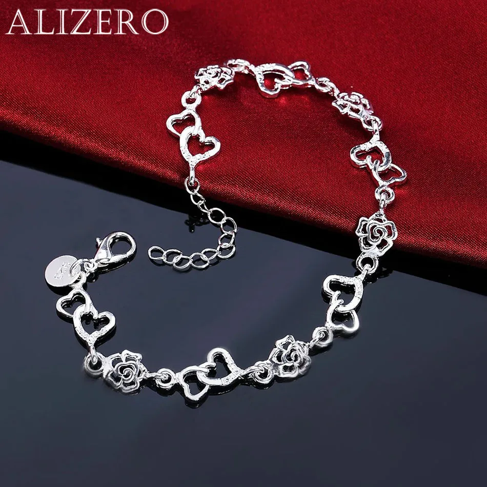 

New Street wild Beautiful romantic heart flowers 925 sterling silver Bracelet for woman fashion fine jewelry Wedding party gifts