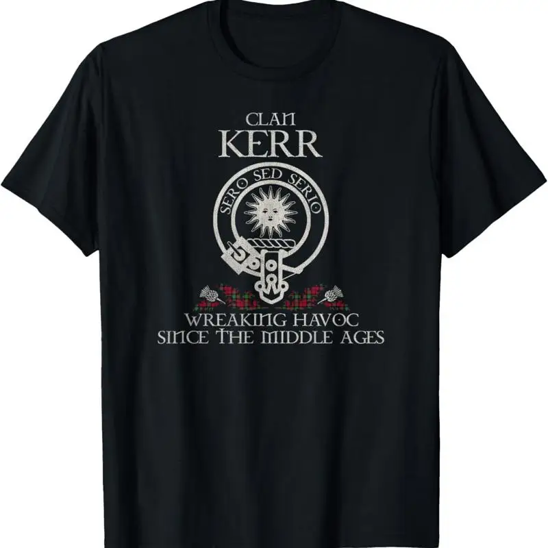 

Clan Kerr tartan crest Thistle vintage T Shirt