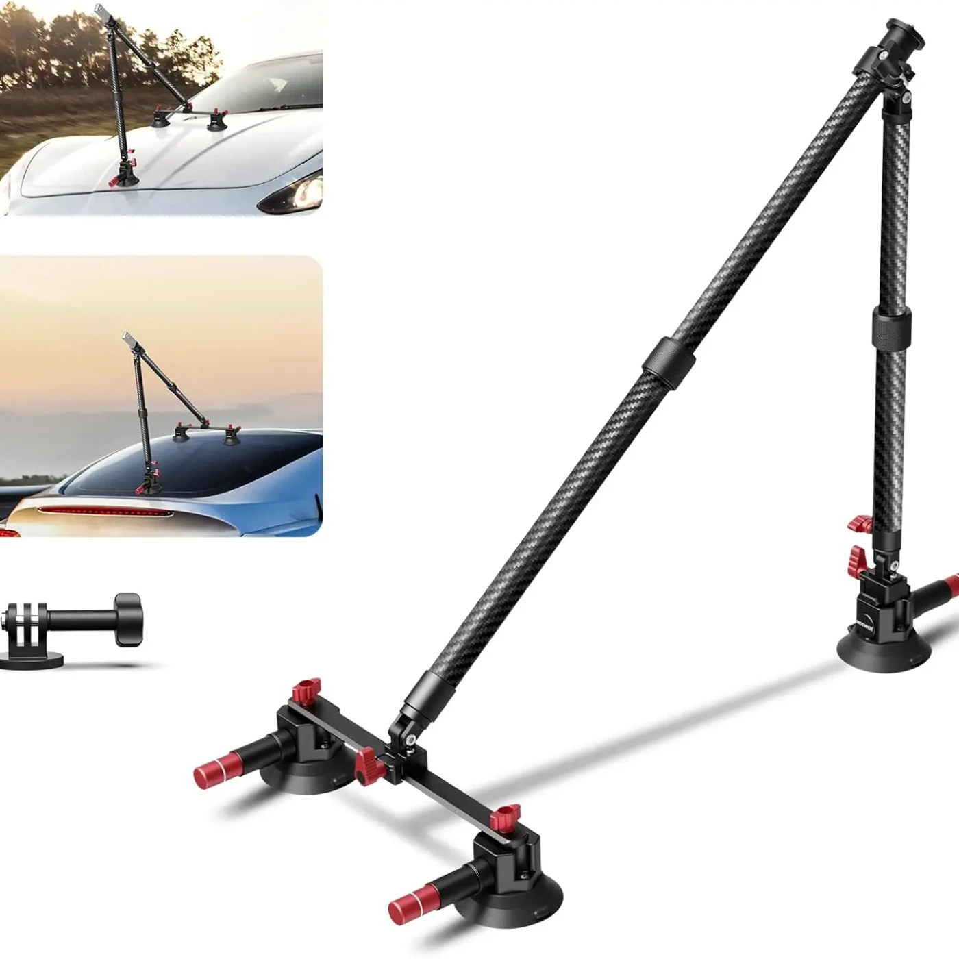 Комплект автомобильного крепления Neewer с тройной присоской, крепление для камеры из углеродного волокна с адаптером для экшн-камеры, совместимый с GoPro Insta360