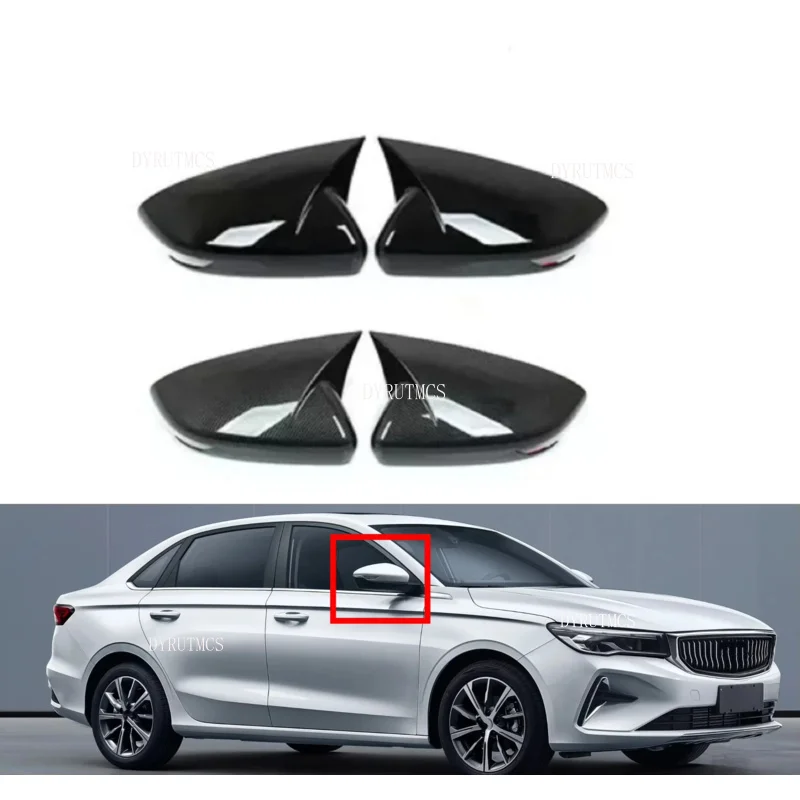 Fit For Geely Emgrand II 2021 2022 2023 2024 Car Sticker Rearview Side Mirror Cover Wing Cap  Rear View Case Trim Carbon Fiber