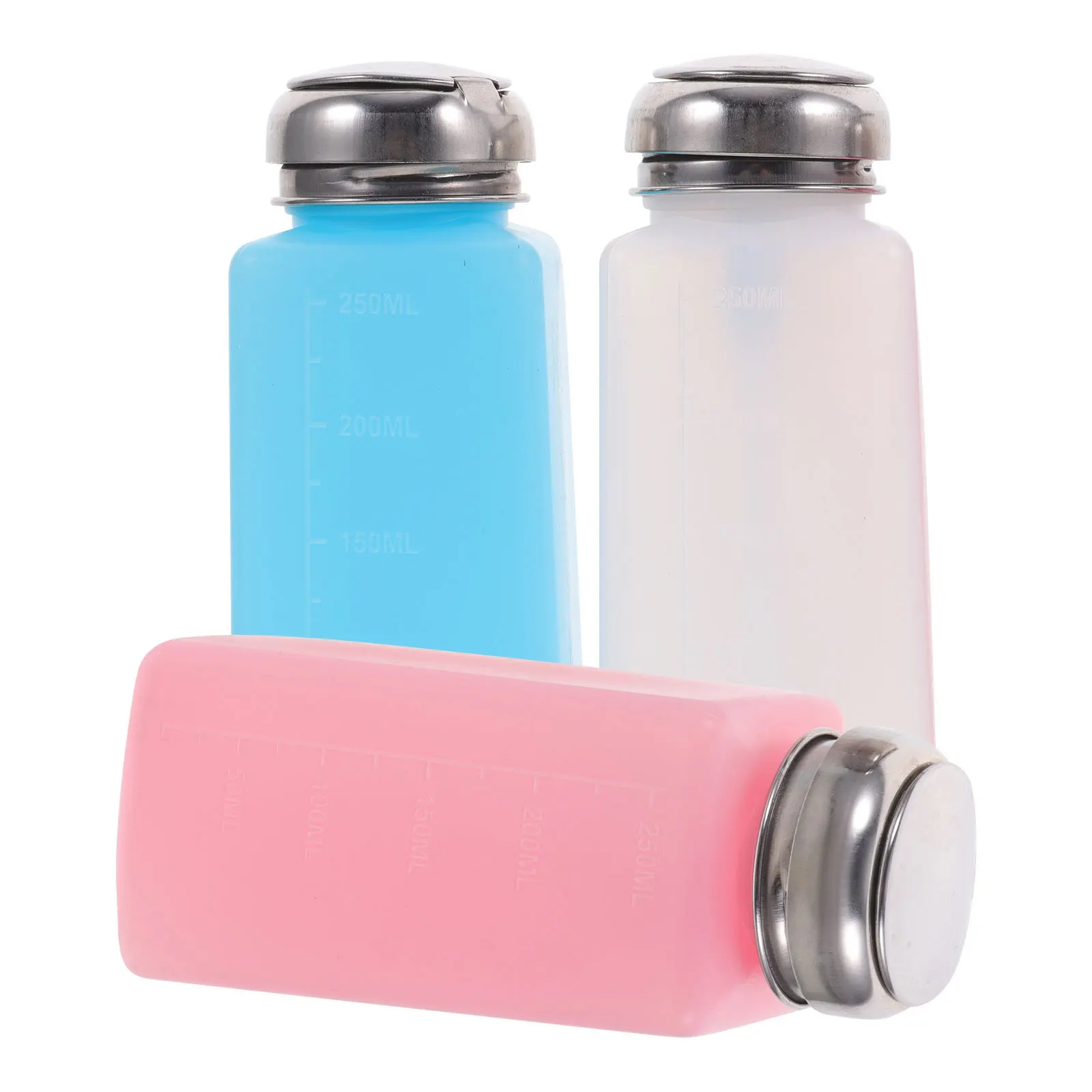 

3Pcs Alcohol Bottles Portable Press Pump Bottles for Nail Polish Remover Empty Leak Proof Liquid Storage Press Bottle