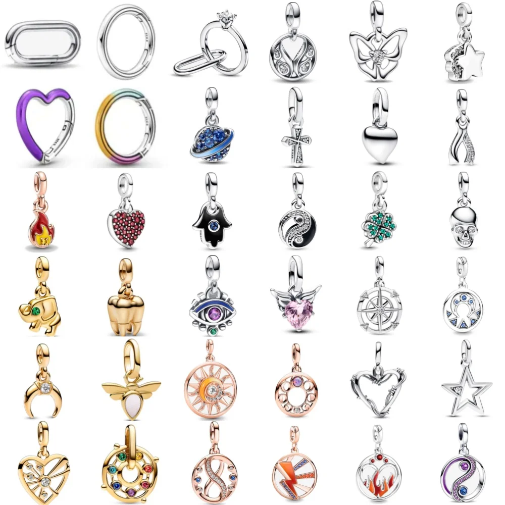 ME Series Moon,Cross,Pentagonal Bead Pendant 925 Silver Suitable For ME Bracelet DIY Accessories Exquisite Jewelry ﻿