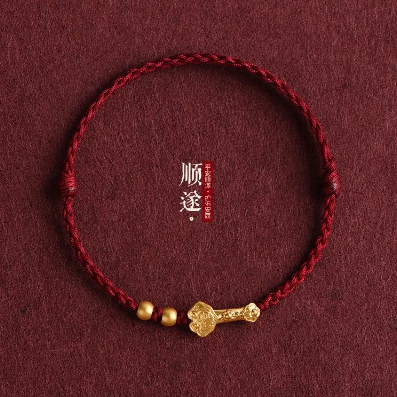 Classic Lucky Red Rope Bracelet Gourd Koi Lotus Peach Wood Hand Rope Fashion Jewelry Women Men Couple Friendship Gift Accessorie